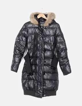 Benetton black parka with belt detail - Benetton Official Site