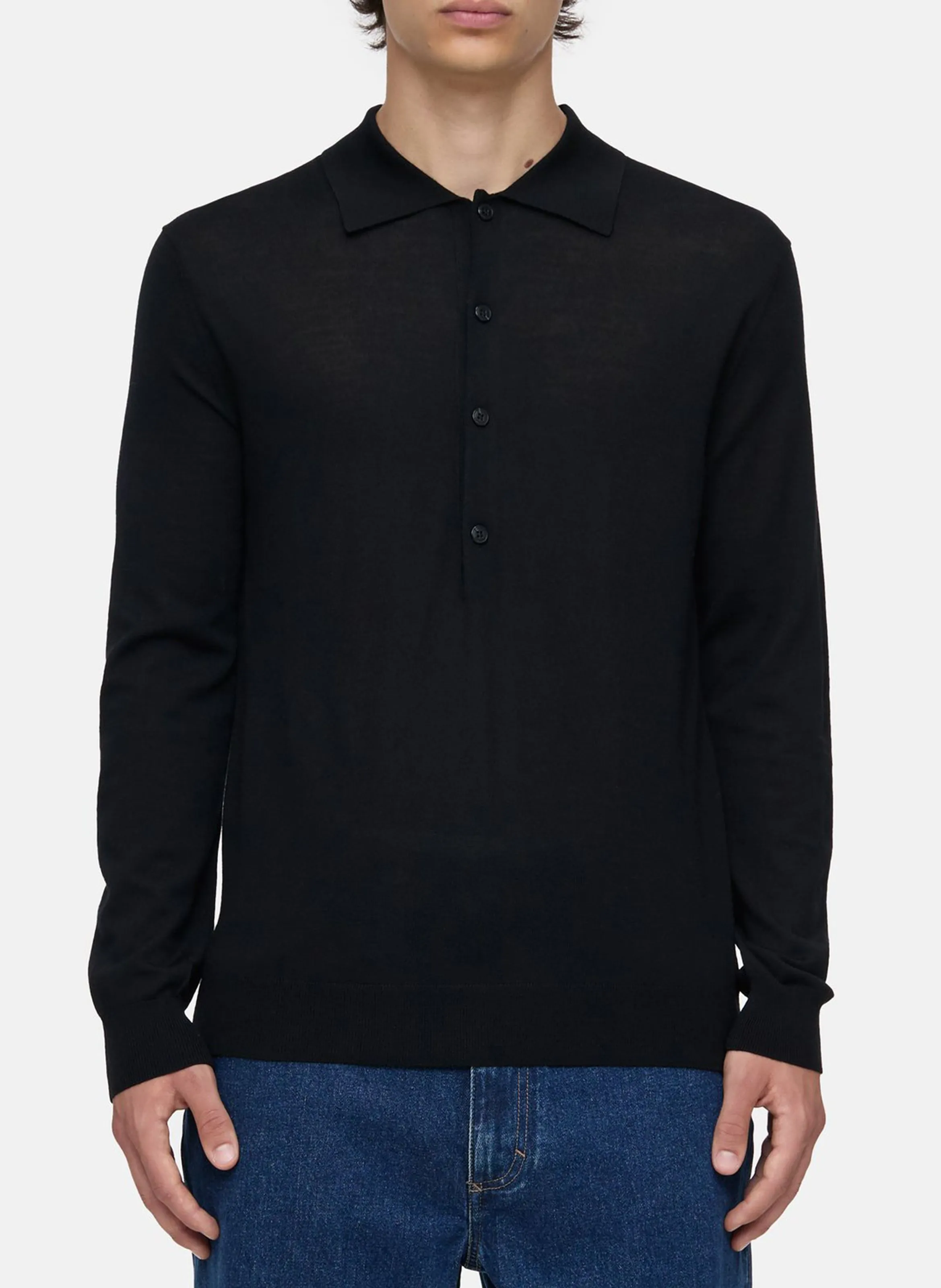 Black Wool Polo Sweater by CLOSED