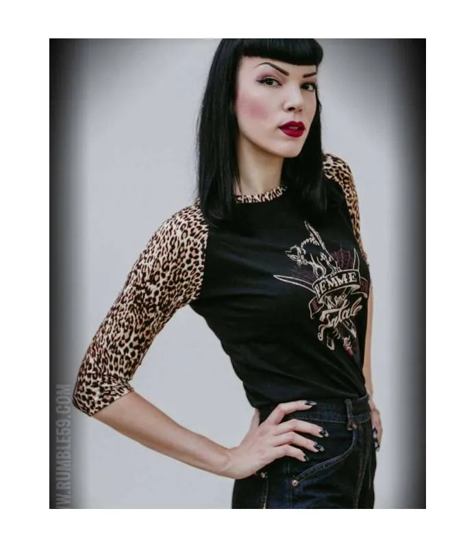 Leopard Print Femme Fatale Rockabilly Rumble59 Sleeveless Top for Women RUM708