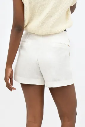 French Riviera Linen Mom Shorts Porcelain - Shop Now