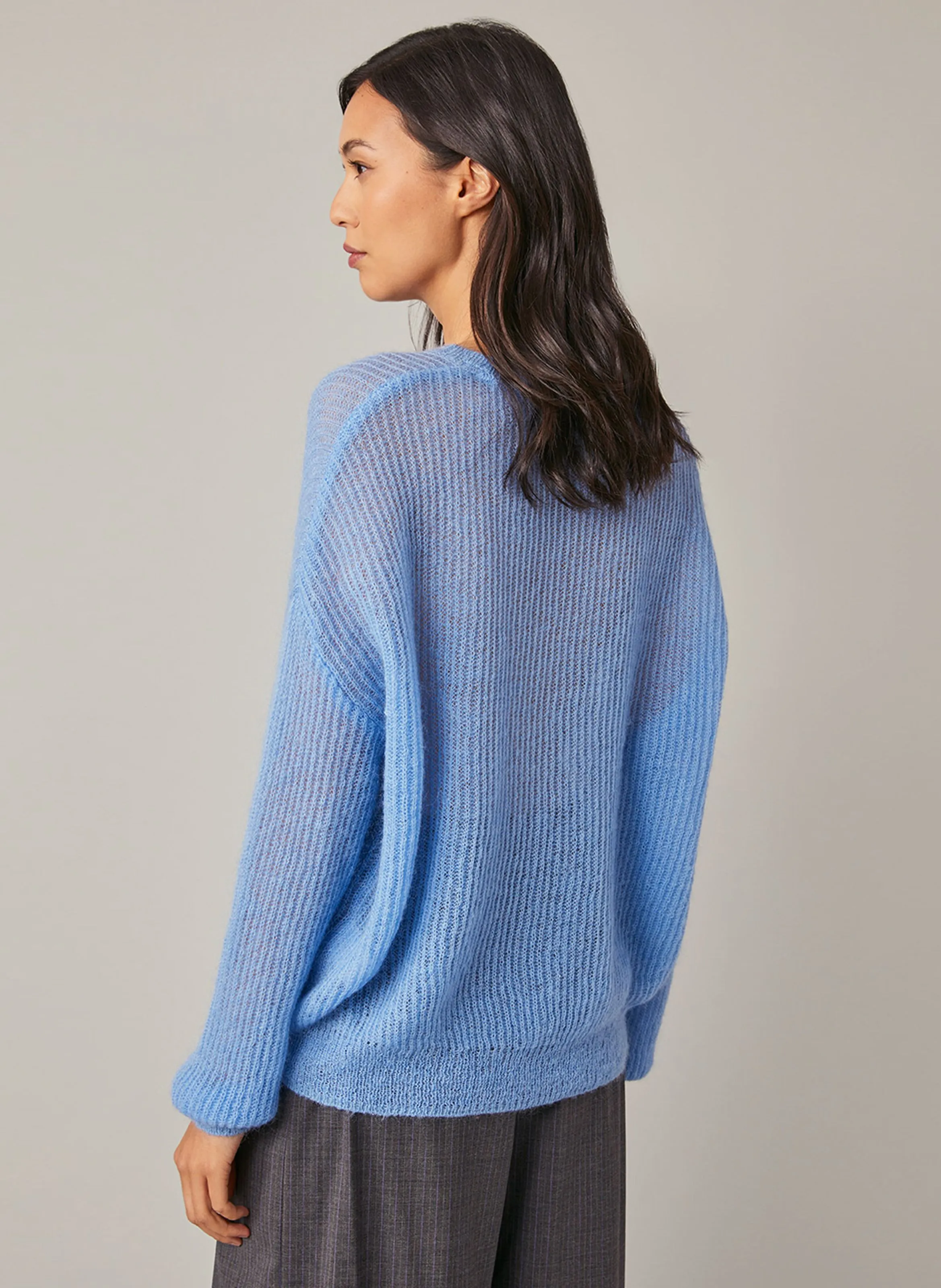 HARRIS WILSON ELISE - Wide Knit Wool Blend Sweater in Blue