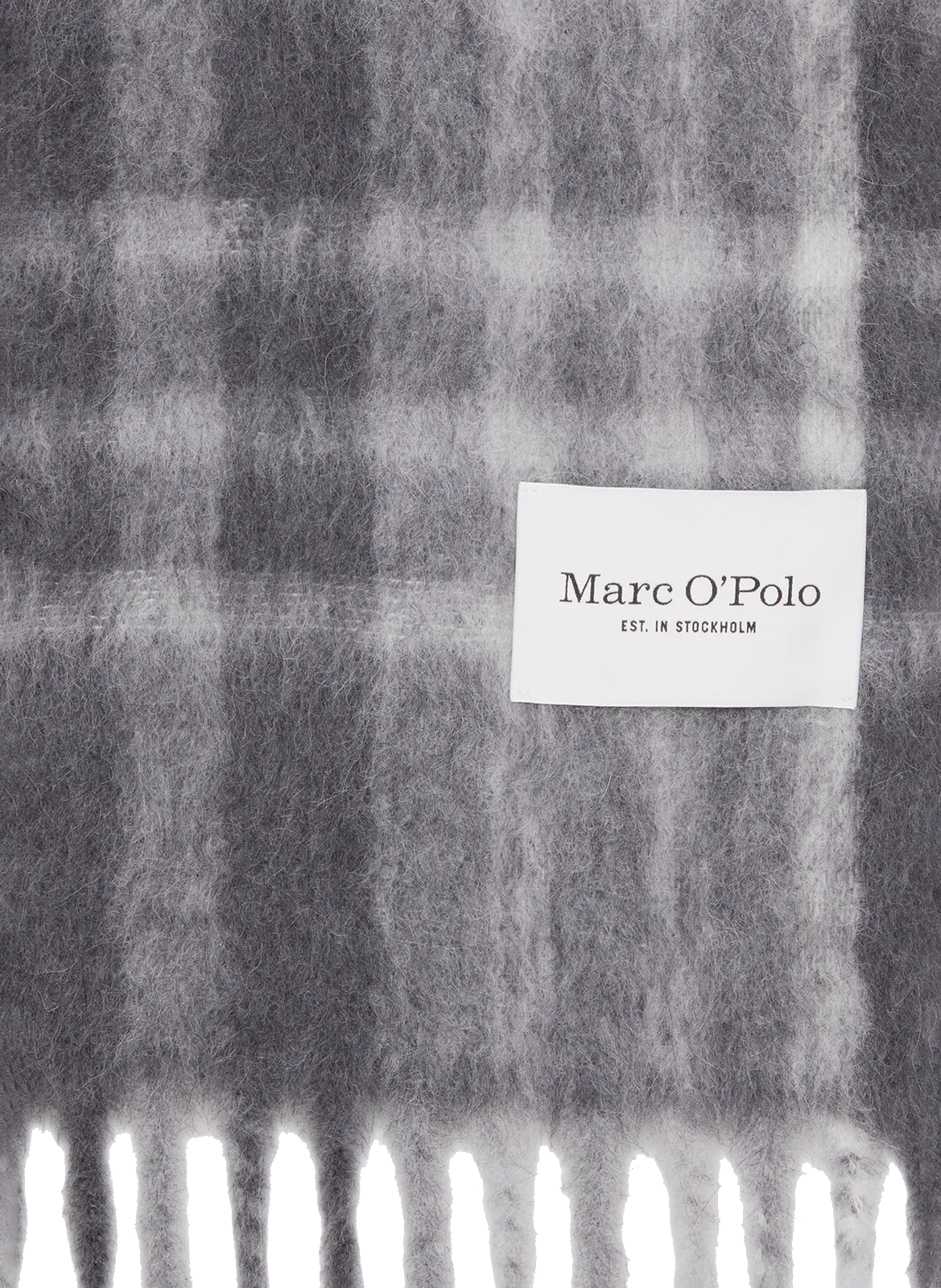 MARC O'POLO Gray Wool Blend Check Scarf