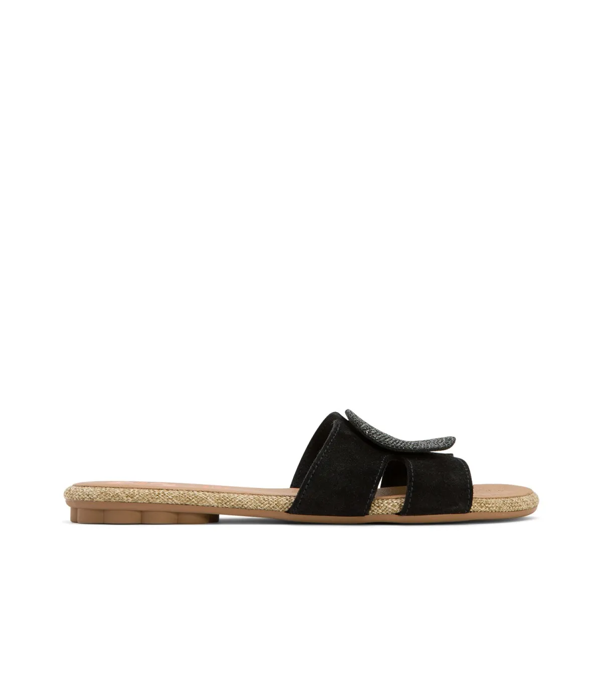 Black Suede Flat Sandals Adele