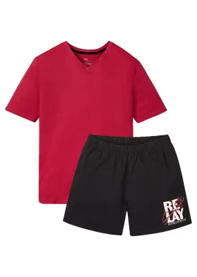 Short black/dark orange/dark red pajamas