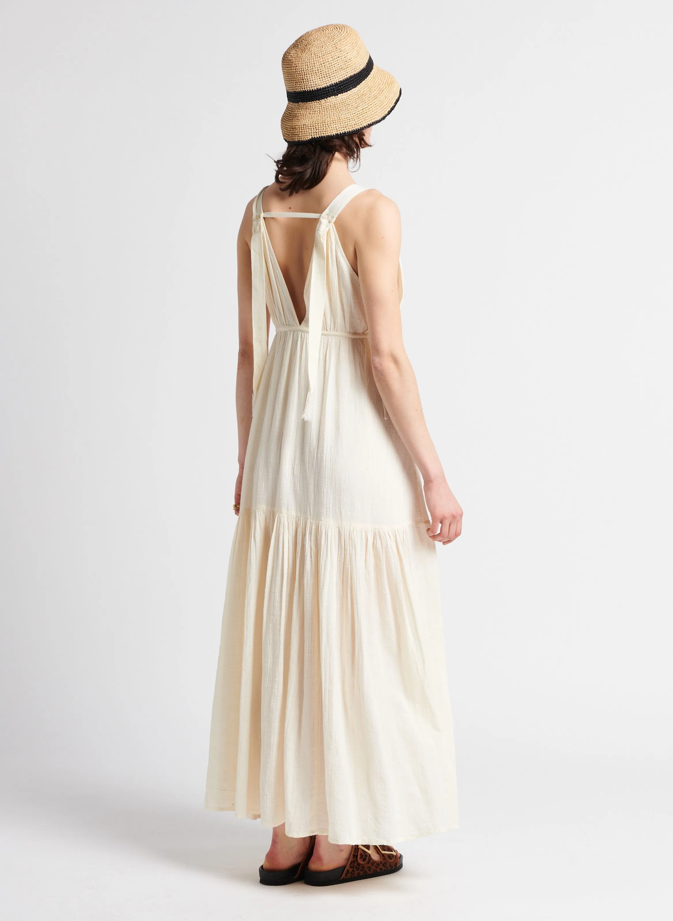 SWILDENS LULU - White Sleeveless Straight Long Dress
