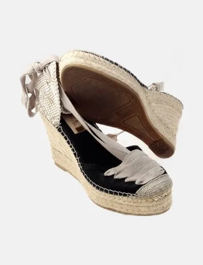 Vidorreta Bicolor Lace Up Wedge Espadrille